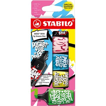 E-shop STABILO BOSS MINI von Snooze One - 5er Set - rosa, blau, gelb, grün und schwarz