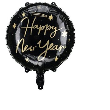 Balón foliový černý happy new year - silvestr - 45 cm