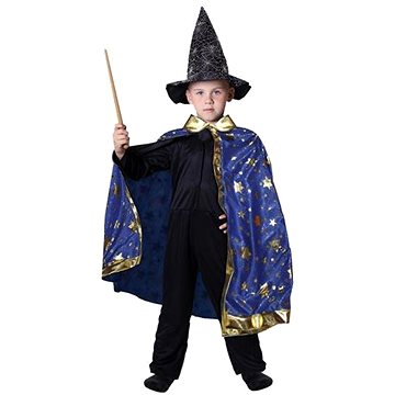 Dětský kouzelnický modrý plášť s hvězdami