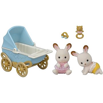 E-shop Sylvanian Families 5432 - Schokoladenhasen Zwillinge mit Kinderwagen