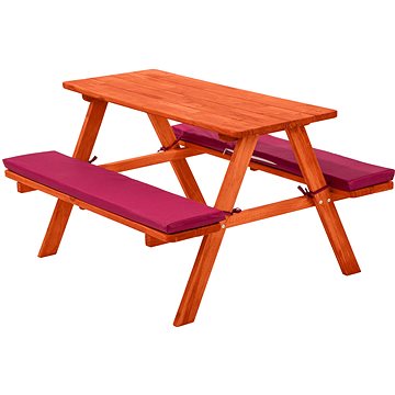 Dětská pikniková lavice s polstrováním červená