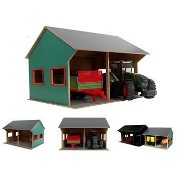 Kidsglobe Farming dřevěná garáž 44 × 53 × 37 cm, 1 : 16, pro 2 traktory