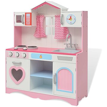 VidaXL Dětská kuchyňka dřevěná, růžovo-bílá