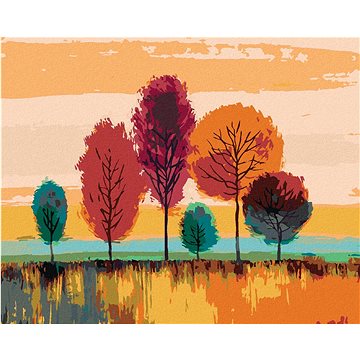 Barevné stromy, 80×100 cm, vypnuté plátno na rám