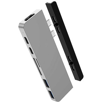 HyperDrive DUO 7 ve 2 USB-C Hub na MacBook Pro / Air, stříbrný