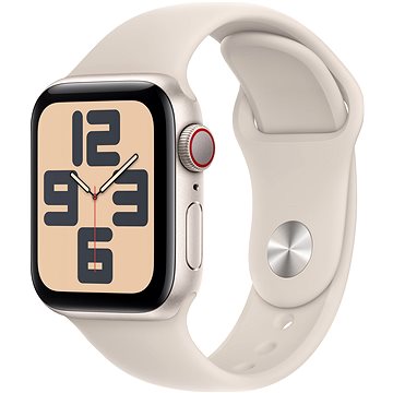 E-shop Apple Watch SE Celular 40mm Aluminiumgehäuse Polarstern mit Sportarmband Polarstern - S/M