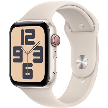 E-shop Apple Watch SE Cellular 44mm Aluminiumgehäuse Polarstern mit Sportarmband Polarstern - S/M