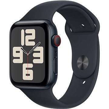 E-shop Apple Watch SE Cellular 44mm Aluminiumgehäuse Mitternacht mit Sportarmband Mitternacht - S/M