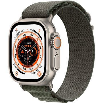 Apple Watch Ultra 49mm titanové pouzdro se zeleným alpským tahem - Large