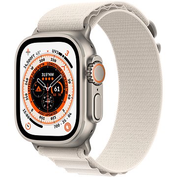Apple Watch Ultra 49mm titanové pouzdro s hvězdně bílým alpským tahem - Small