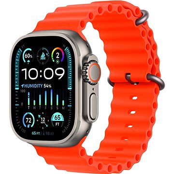 E-shop Apple Watch Ultra 2 49mm Titan-Gehäuse mit orangefarbenem Ocean Armband