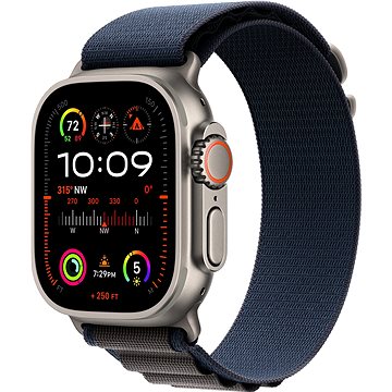 E-shop Apple Watch Ultra 2 49mm Titan-Gehäuse mit blauem Alpine Loop - Small