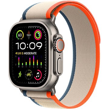 E-shop Apple Watch Ultra 2 49mm Titan-Gehäuse mit orange-beigem Trail Loop - S/M