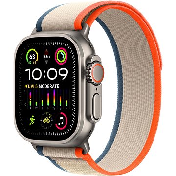 E-shop Apple Watch Ultra 2 49mm Titan-Gehäuse mit orange-beigem Trail Loop - M/L