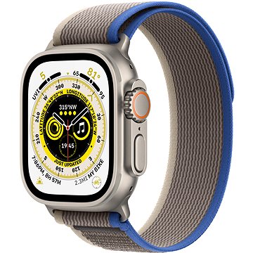 Apple Watch Ultra 49mm titanové pouzdro s modro-šedým trailovým tahem - S/M