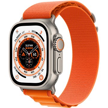 Apple Watch Ultra 49mm titanové pouzdro s oranžovým alpským tahem - Medium