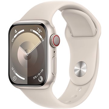 E-shop Apple Watch Series 9 41mm Cellular Aluminiumgehäuse Polarstern mit Sportarmband Polarstern - S/M