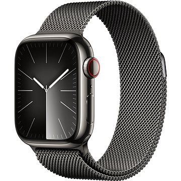 E-shop Apple Watch Series 9 41mm Cellular Edelstahlgehäuse Graphit mit Milanaise Armband Graphit