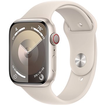 E-shop Apple Watch Series 9 45mm Cellular Aluminiumgehäuse Polarstern mit Sportarmband Polarstern - S/M