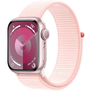 E-shop Apple Watch Series 9 41mm Aluminiumgehäuse Rosé mit Sport Loop Hellrosa