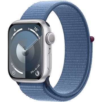 E-shop Apple Watch Series 9 41mm Aluminiumgehäuse Silber mit Sport Loop Winterblau