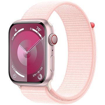 E-shop Apple Watch Series 9 45mm Cellular Aluminiumgehäuse Rosé mit Sport Loop Hellrosa