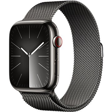 E-shop Apple Watch Series 9 45mm Cellular Edelstahlgehäuse Graphit mit Milanaise-Armband Graphit