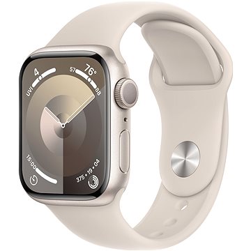 E-shop Apple Watch Series 9 41mm Aluminiumgehäuse Polarstern mit Sportarmband Polarstern - S/M