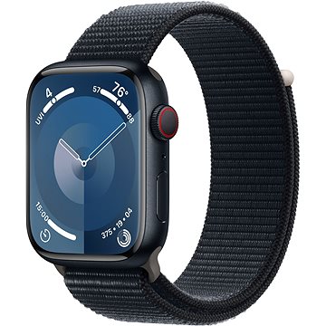 E-shop Apple Watch Series 9 45mm Cellular Aluminiumgehäuse Mitternacht mit Sport Loop Mitternacht