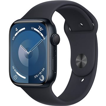 E-shop Apple Watch Series 9 45mm Aluminiumgehäuse Mitternacht mit Sportarmband Mitternacht - S/M