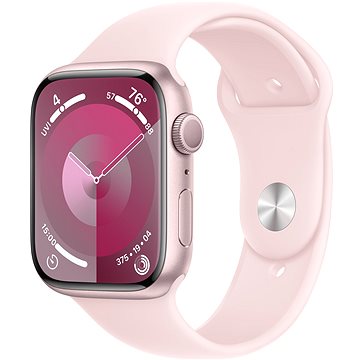 E-shop Apple Watch Series 9 45mm Aluminiumgehäuse Rosé mit Sportarmband Hellrosa - M/L