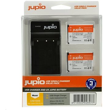 E-shop Jupio EN-EL19 - 700 mAh Akku (2 Stück) und Ladegerät für Nikon