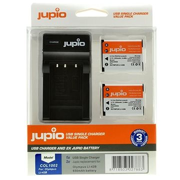 E-shop Jupio-Set 2x Li-40B (Li-42B/NP45/D-Li63/EN-EL10) 650 mAh + USB-Ladegerät