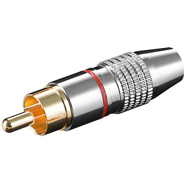 E-shop OEM Cinch Stecker (M) für Kabel, roter Streifen, vergoldet