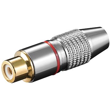 OEM Konektor cinch(F) na kabel, červený pruh, zlacený