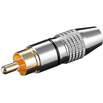 OEM Konektor cinch(M) na kabel, černý pruh, zlacený