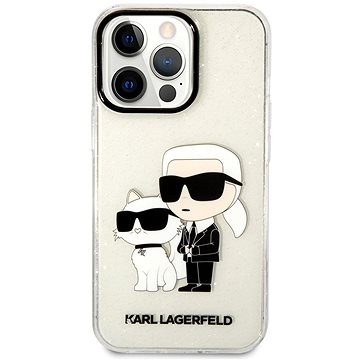 Karl Lagerfeld IML Glitter Karl and Choupette NFT Zadní Kryt pro iPhone 13 Pro Transparent