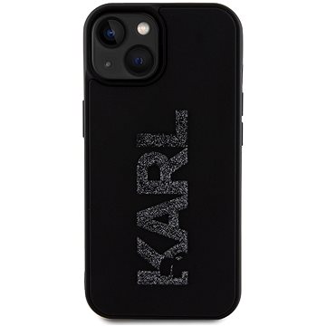 E-shop Karl Lagerfeld 3D Rubber Glitter Logo Karl Back Cover für iPhone 15 Schwarz