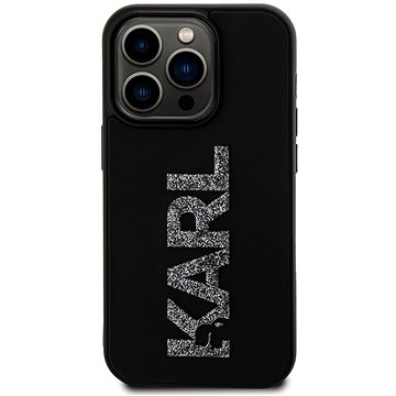 E-shop Karl Lagerfeld 3D Rubber Glitter Logo Karl Back Cover für iPhone 15 Pro Max Schwarz