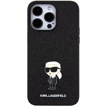 E-shop Karl Lagerfeld Fixed Glitter Metal Ikonik Back Cover für iPhone 15 Pro Max Schwarz
