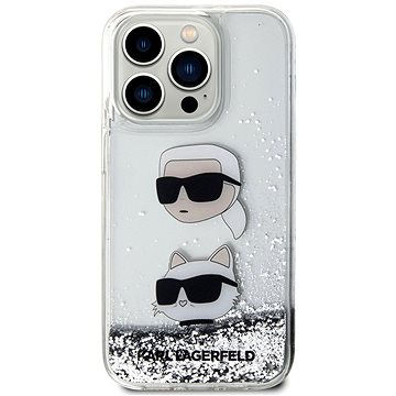 E-shop Karl Lagerfeld Liquid Glitter Karl and Choupette Head Back Cover für iPhone 15 Pro Max Si