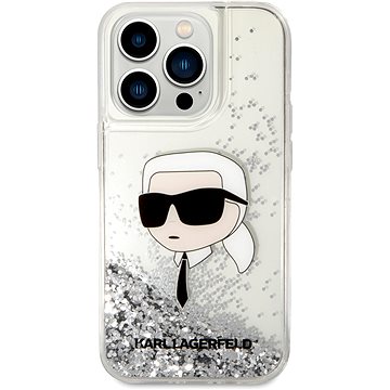 E-shop Karl Lagerfeld Liquid Glitter Karl Head Back Cover für iPhone 15 Pro Max Silber