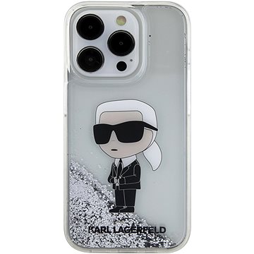 E-shop Karl Lagerfeld Liquid Glitter Karl Head Back Cover für iPhone 15 Pro Silber