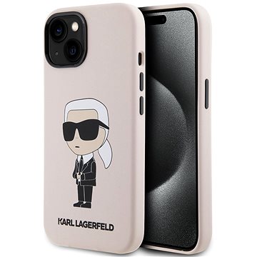 E-shop Karl Lagerfeld Liquid Silicone Ikonik NFT Back Cover für iPhone 15 Pink