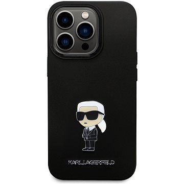 E-shop Karl Lagerfeld Liquid Silicone Metal Ikonik Back Cover für iPhone 15 Pro Schwarz