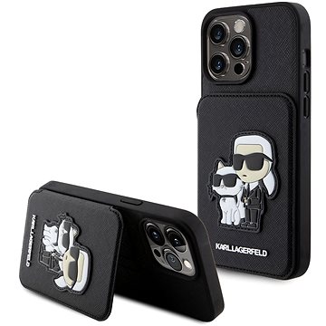 E-shop Karl Lagerfeld PU Saffiano Card Slot Stand Karl and Choupette Back Cover für iPhone 15 Pro Max