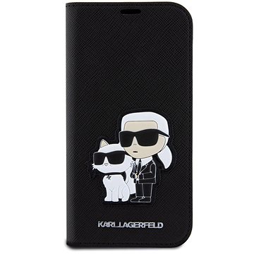 E-shop Karl Lagerfeld PU Saffiano Karl and Choupette NFT Book Handyhülle für iPhone 15 Pro Schwarz