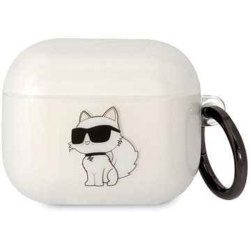 Karl Lagerfeld 3D Logo NFT Choupette TPU Pouzdro pro Airpods 3 White