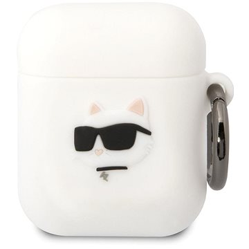 E-shop Karl Lagerfeld 3D Logo NFT Choupette Head Silikonhülle für Airpods 1/2 Weiß