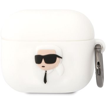 E-shop Karl Lagerfeld 3D Logo NFT Karl Head Silikonhülle für Airpods 3 Weiß
